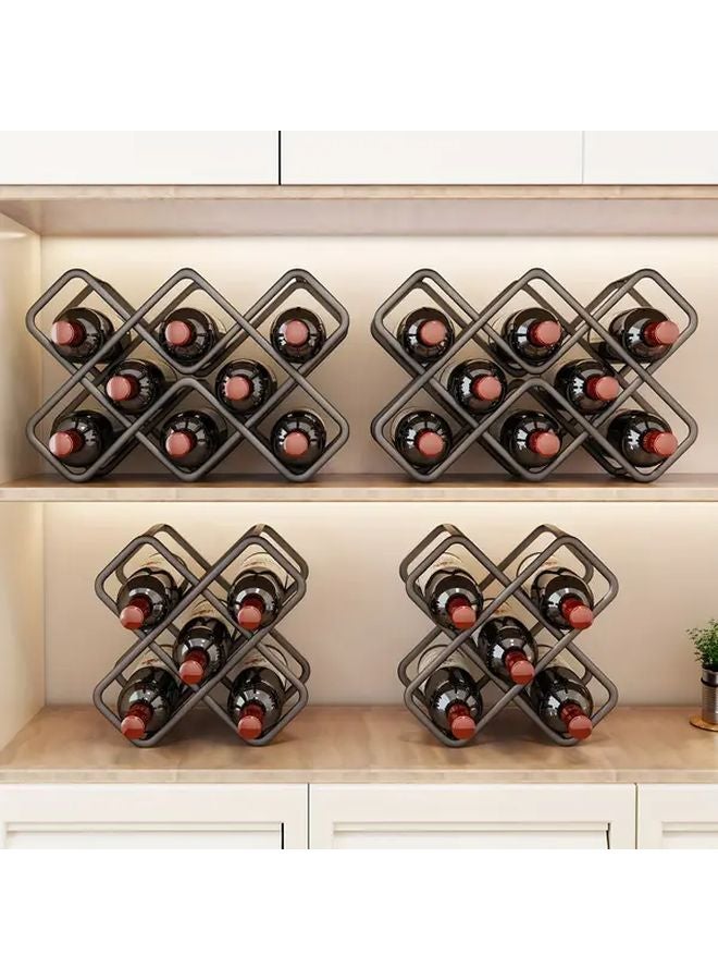 Black 8 Lattice Wine Rack Luxury Home Storage Display Holder For Red Wine Bottles - Image 4